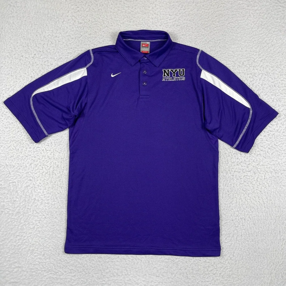Nike NYU Athletics Polo Shirt Mens Medium Purple New York University Violets